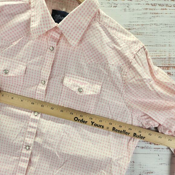 Wrangler Pink Breast Cancer Womens L Awareness Pearl Snap Western Shirt L/S - Picture 5 of 10